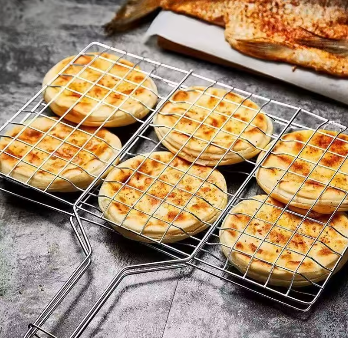 Grosser Grillkorb aus Edelstahl mit abnehmbarem Griff – Klappbarer BBQ Grillkäfig für Fleisch, Fisch & Gemüse