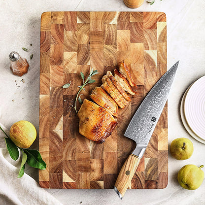 Akazienholz | Professionelles Schneidebrett mit Antibakterieller Oberfläche | Robuste und Elegante Küchenhilfe für Hochwertige Zubereitung 0