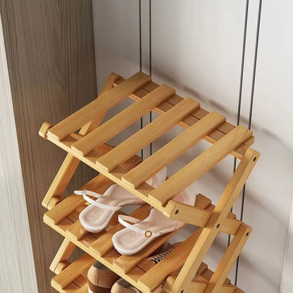 Bambus Schuh- und Aufbewahrungsregal | Faltbares, platzsparendes Design für schmale Eingangsbereiche 5