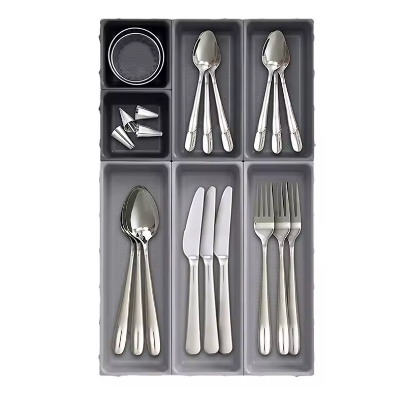 Schubladen-Organizer-Set 7-teilig aus PP-Kunststoff – modulare Aufbewahrungsboxen für Küche, Büro und Haushalt