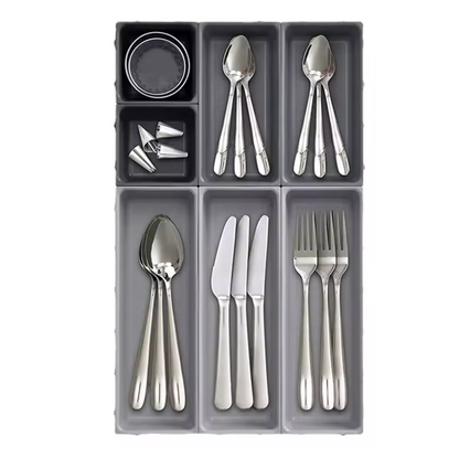 Schubladen-Organizer-Set 7-teilig aus PP-Kunststoff – modulare Aufbewahrungsboxen für Küche, Büro und Haushalt