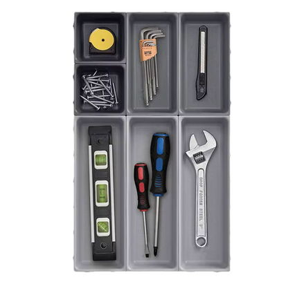 Schubladen-Organizer-Set 7-teilig aus PP-Kunststoff – modulare Aufbewahrungsboxen für Küche, Büro und Haushalt