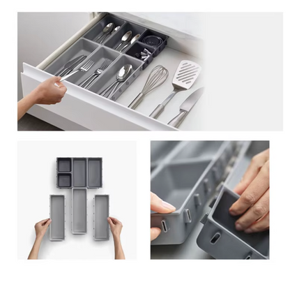 Schubladen-Organizer-Set 7-teilig aus PP-Kunststoff – modulare Aufbewahrungsboxen für Küche, Büro und Haushalt