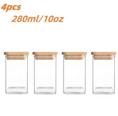 Glasgläser mit Bambusdeckel – luftdichte Lebensmittelaufbewahrung aus Glas, 10 oz (1er / 2er / 4er / 8er Set)