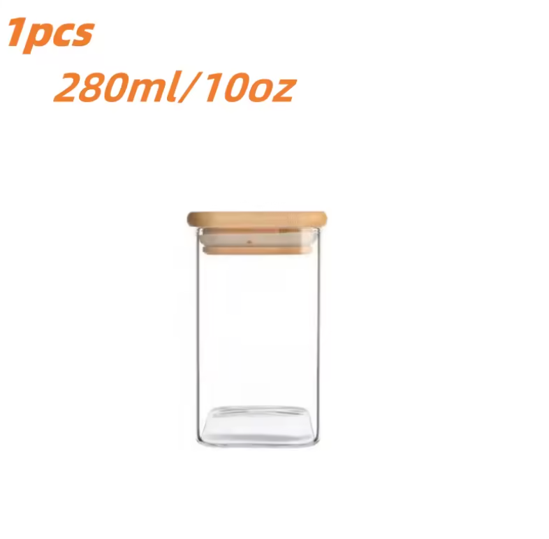 Glasgläser mit Bambusdeckel – luftdichte Lebensmittelaufbewahrung aus Glas, 10 oz (1er / 2er / 4er / 8er Set)