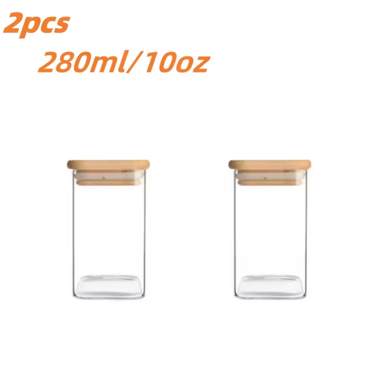 Glasgläser mit Bambusdeckel – luftdichte Lebensmittelaufbewahrung aus Glas, 10 oz (1er / 2er / 4er / 8er Set)