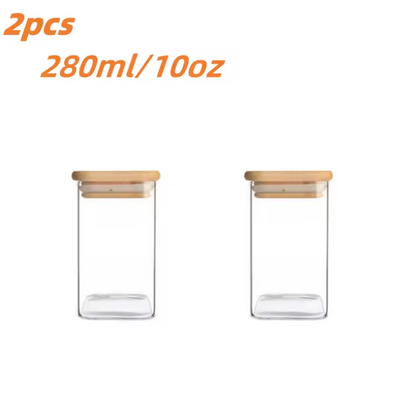Glasgläser mit Bambusdeckel – luftdichte Lebensmittelaufbewahrung aus Glas, 10 oz (1er / 2er / 4er / 8er Set)