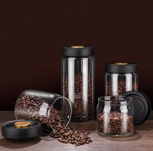 Vakuum-Vorratsbehälter aus Glas – luftdichter Lebensmittelbehälter mit Pumpdeckel für Kaffee und trockene Lebensmittel