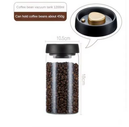 Vakuum-Vorratsbehälter aus Glas – luftdichter Lebensmittelbehälter mit Pumpdeckel für Kaffee und trockene Lebensmittel