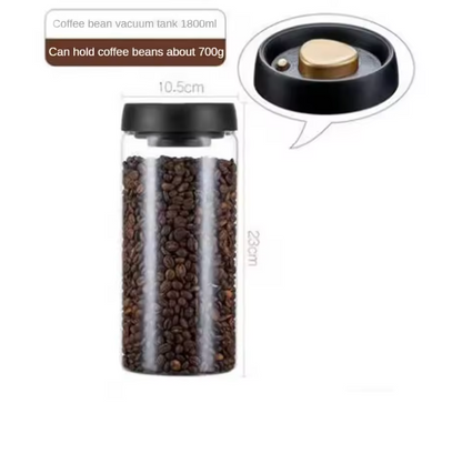Vakuum-Vorratsbehälter aus Glas – luftdichter Lebensmittelbehälter mit Pumpdeckel für Kaffee und trockene Lebensmittel