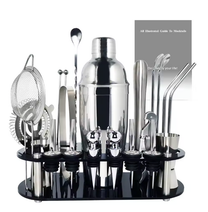 22-teiliges Cocktail Shaker Set aus Edelstahl – Barwerkzeug-Set mit Ständer & 750 ml Shaker