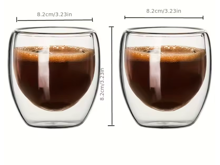 Doppelwandige Glastasse – Transparente, wärmeisolierende Mini-Gläser für Espresso & Tee