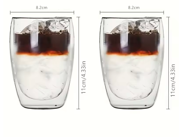 Doppelwandige Glastasse – Transparente, wärmeisolierende Mini-Gläser für Espresso & Tee