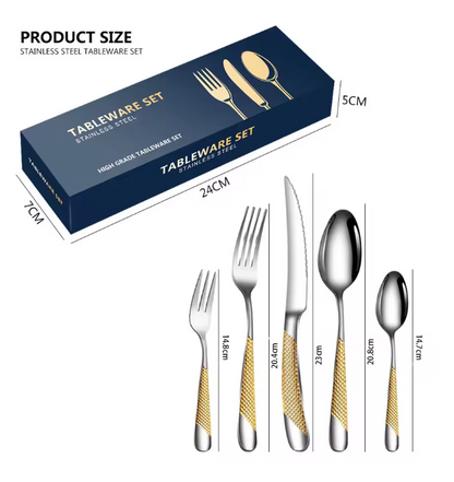 20-teiliges Besteckset aus Edelstahl – Goldfarbenes Tafelbesteck für 4 Personen