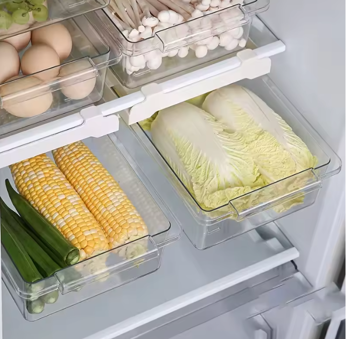 Kühlschrank Organizer Schubladenbox aus ABS & PET – Transparente Aufbewahrungsbox für Obst und Eier