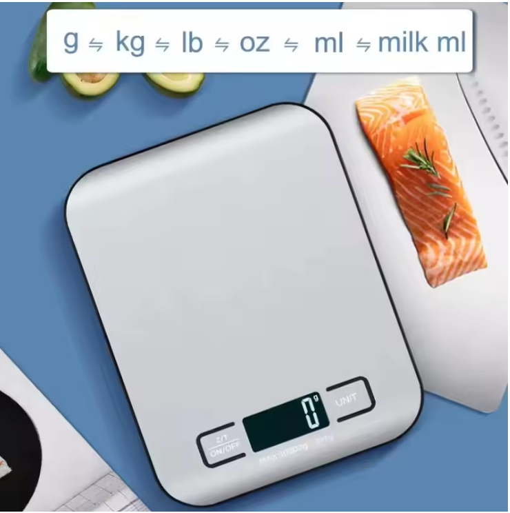 Digitale Küchenwaage mit LED-Anzeige – Edelstahl-Wiegefläche, 1 g Genauigkeit