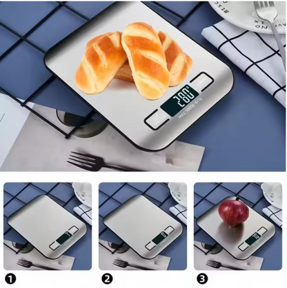 Digitale Küchenwaage mit LED-Anzeige – Edelstahl-Wiegefläche, 1 g Genauigkeit