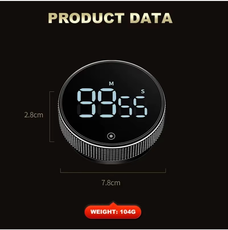 Magnetischer Küchen-Countdown-Timer – Mechanischer Rotations-Timer mit LED-Anzeige, 0–99 Minuten