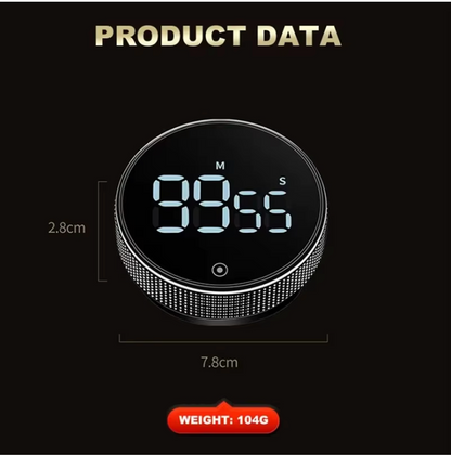 Magnetischer Küchen-Countdown-Timer – Mechanischer Rotations-Timer mit LED-Anzeige, 0–99 Minuten