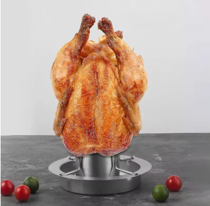 Edelstahl Hähnchenhalter Grill & Ofen – Vertikaler Hähnchenständer BBQ Bratenständer Abnehmbar