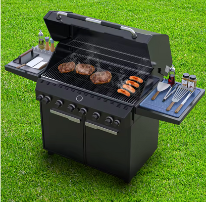 Silikon Grillmatte mit Utensilienhalter – Hitzebeständiger Grill Werkzeug Organizer mit Tropfpad für Grill & BBQ