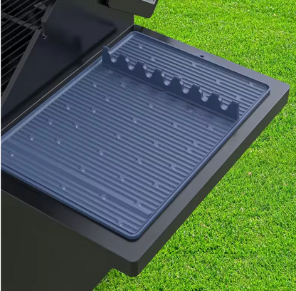 Silikon Grillmatte mit Utensilienhalter – Hitzebeständiger Grill Werkzeug Organizer mit Tropfpad für Grill & BBQ