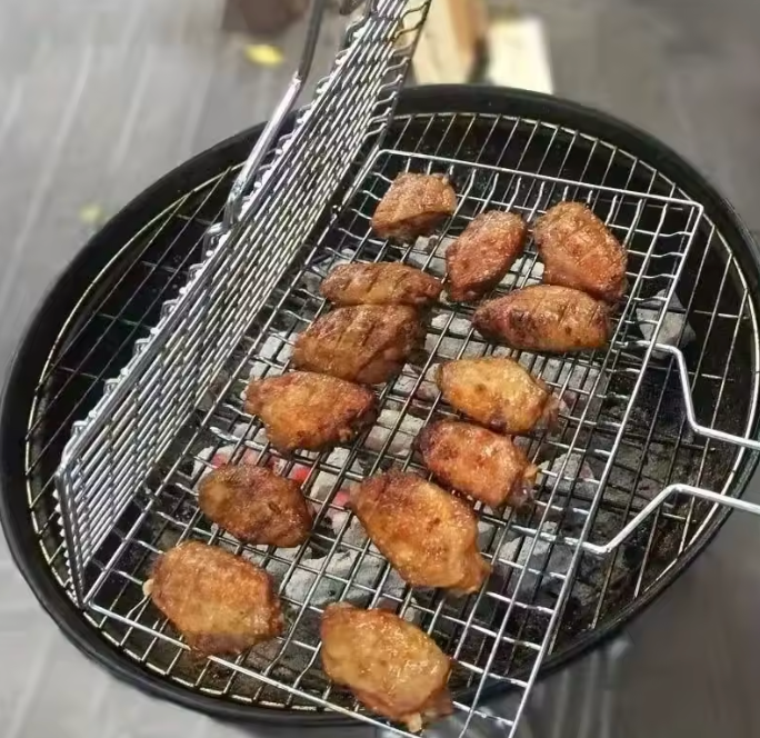 Grosser Grillkorb aus Edelstahl mit abnehmbarem Griff – Klappbarer BBQ Grillkäfig für Fleisch, Fisch & Gemüse