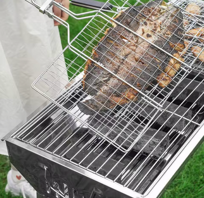 Grosser Grillkorb aus Edelstahl mit abnehmbarem Griff – Klappbarer BBQ Grillkäfig für Fleisch, Fisch & Gemüse