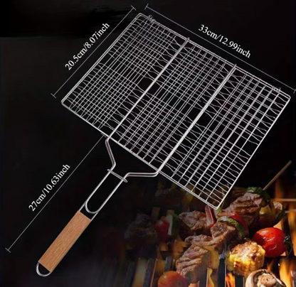 Grosser Grillkorb aus Edelstahl mit abnehmbarem Griff – Klappbarer BBQ Grillkäfig für Fleisch, Fisch & Gemüse