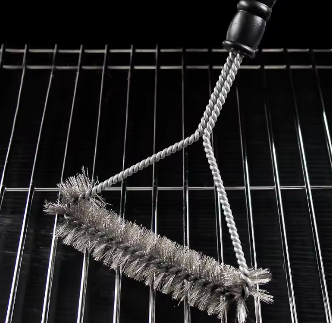 BBQ Grillbürste aus Edelstahl – Reinigungsbürste mit Stahlborsten für Grillrost & Barbecue