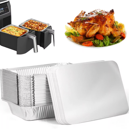 Aluminium Einweg Backformen mit Deckel – 50/100 Stück | Antihaft | Ofen & Airfryer geeignet