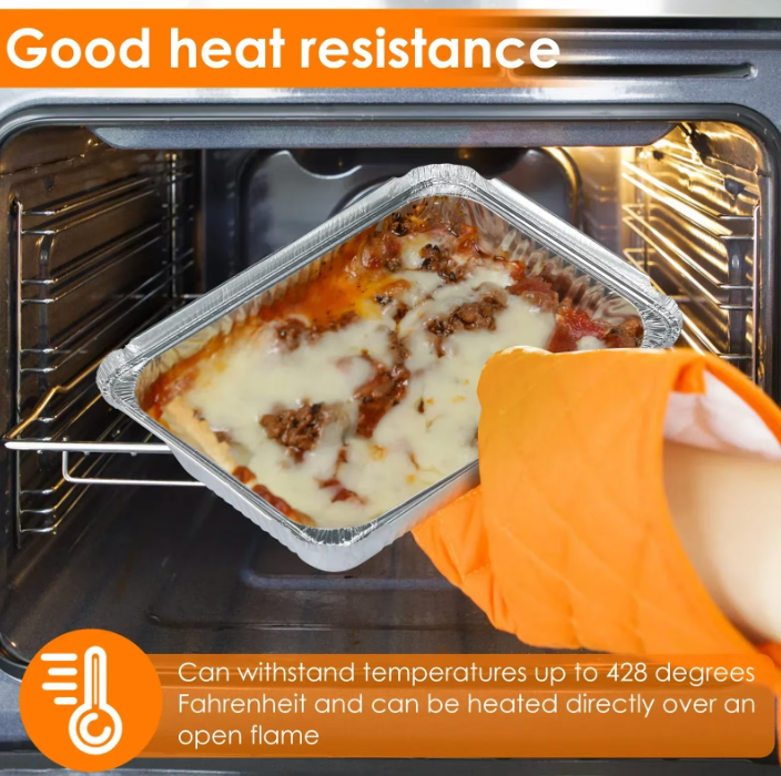 Aluminium Einweg Backformen mit Deckel – 50/100 Stück | Antihaft | Ofen & Airfryer geeignet