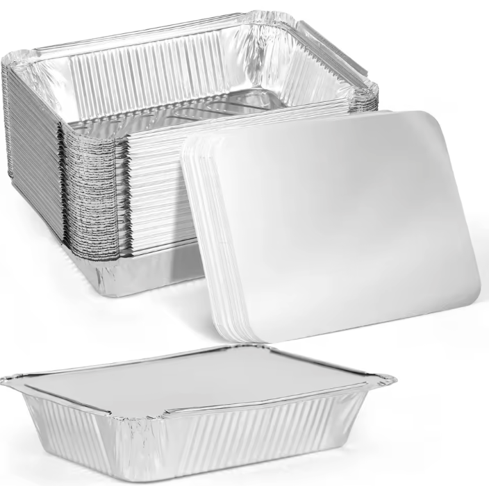 Aluminium Einweg Backformen mit Deckel – 50/100 Stück | Antihaft | Ofen & Airfryer geeignet