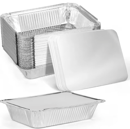 Aluminium Einweg Backformen mit Deckel – 50/100 Stück | Antihaft | Ofen & Airfryer geeignet