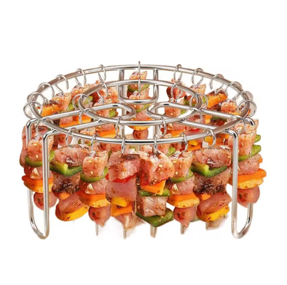 Vertikaler Edelstahl Grillrost für Airfryer – Spießhalter mit 12/24/49 Nadeln