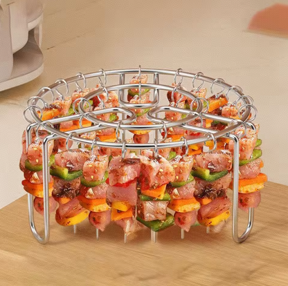 Vertikaler Edelstahl Grillrost für Airfryer – Spießhalter mit 12/24/49 Nadeln