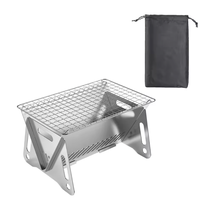 Faltbarer Mini Camping Grill – Tragbarer BBQ Grillrost & Holzofen