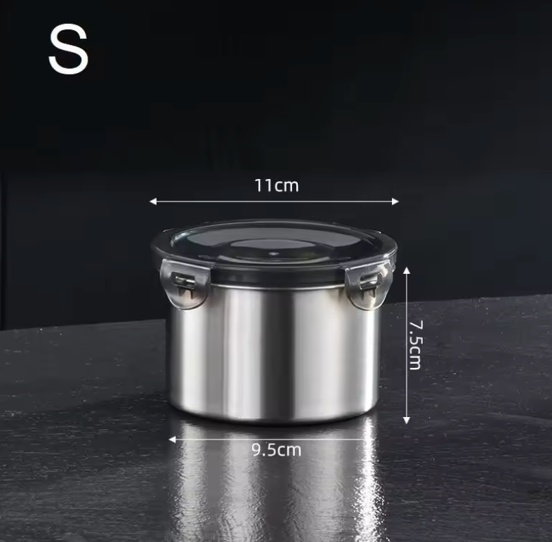 Edelstahl-Vorratsdose mit Deckel und Verschlussklemme – luftdichter Lebensmittelbehälter für Küche (500 / 900 / 1400 ml)