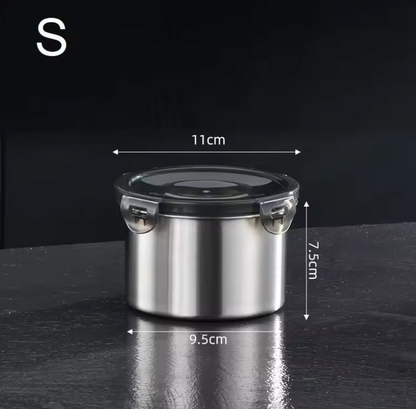 Edelstahl-Vorratsdose mit Deckel und Verschlussklemme – luftdichter Lebensmittelbehälter für Küche (500 / 900 / 1400 ml)