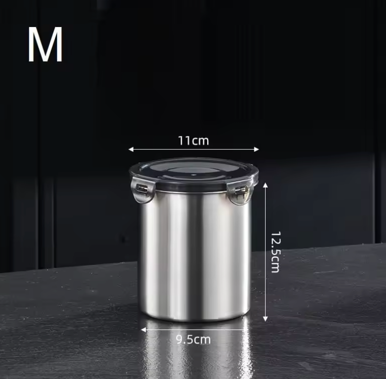 Edelstahl-Vorratsdose mit Deckel und Verschlussklemme – luftdichter Lebensmittelbehälter für Küche (500 / 900 / 1400 ml)