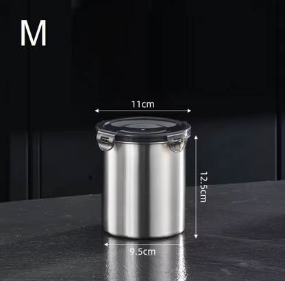 Edelstahl-Vorratsdose mit Deckel und Verschlussklemme – luftdichter Lebensmittelbehälter für Küche (500 / 900 / 1400 ml)