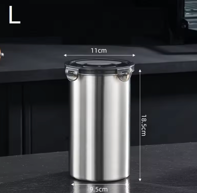 Edelstahl-Vorratsdose mit Deckel und Verschlussklemme – luftdichter Lebensmittelbehälter für Küche (500 / 900 / 1400 ml)