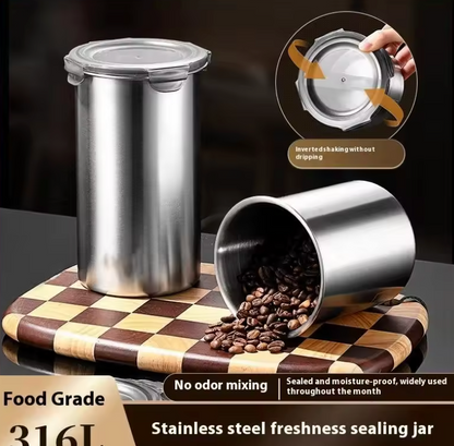 Edelstahl-Vorratsdose mit Deckel und Verschlussklemme – luftdichter Lebensmittelbehälter für Küche (500 / 900 / 1400 ml)