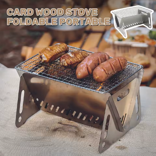 Faltbarer Mini Camping Grill – Tragbarer BBQ Grillrost & Holzofen