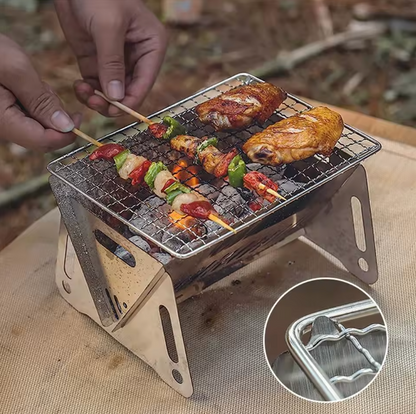 Faltbarer Mini Camping Grill – Tragbarer BBQ Grillrost & Holzofen
