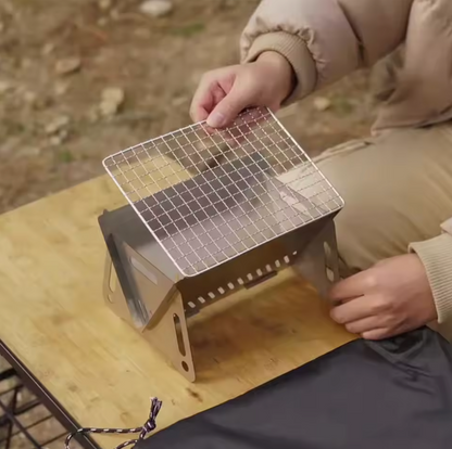 Faltbarer Mini Camping Grill – Tragbarer BBQ Grillrost & Holzofen