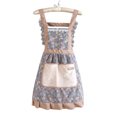 Blumenmuster Küchenschürze | Verstellbare Schürze für Schutz beim Kochen 0