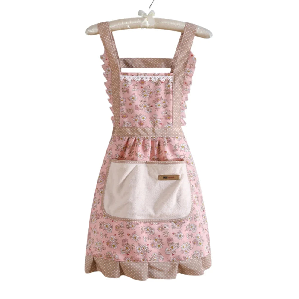 Blumenmuster Küchenschürze | Verstellbare Schürze für Schutz beim Kochen 2
