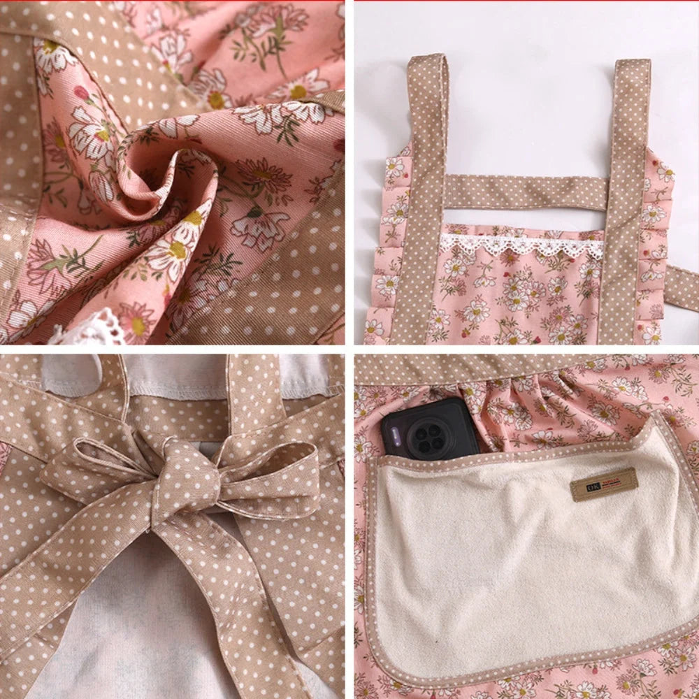Blumenmuster Küchenschürze | Verstellbare Schürze für Schutz beim Kochen 5