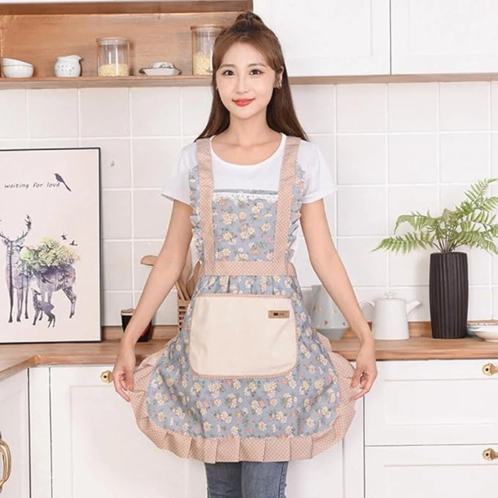 Blumenmuster Küchenschürze | Verstellbare Schürze für Schutz beim Kochen 6